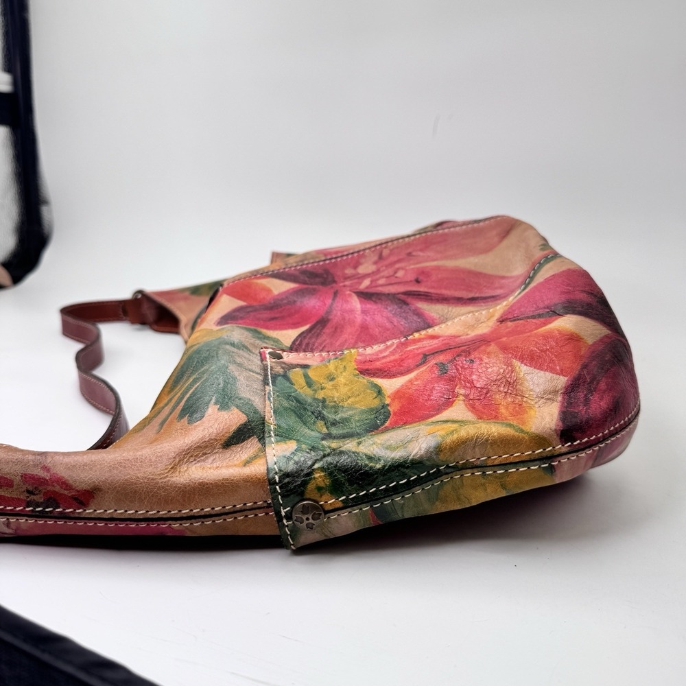 Patricia Nash Floral Hobo Bag Italian Heritage Leather Shoulder Slouchy Cottage - Picture 3 of 16